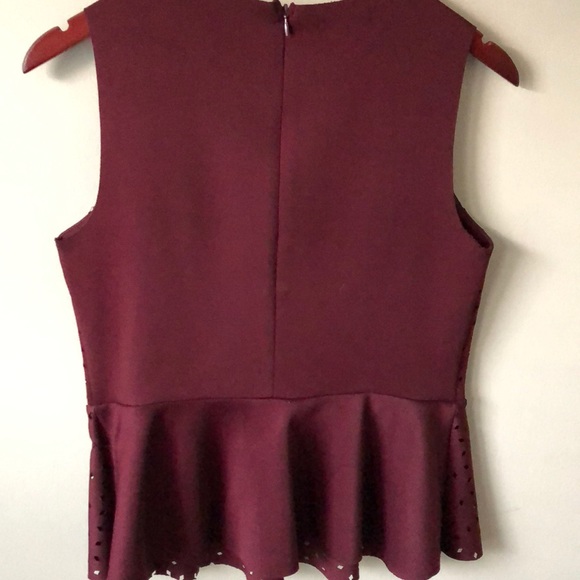 Maroon Cutout Peplum - Picture 4 of 7